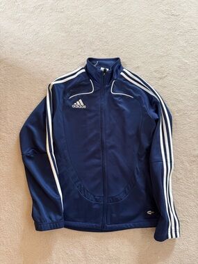 adidas Navy Track Jacket with White Stripes